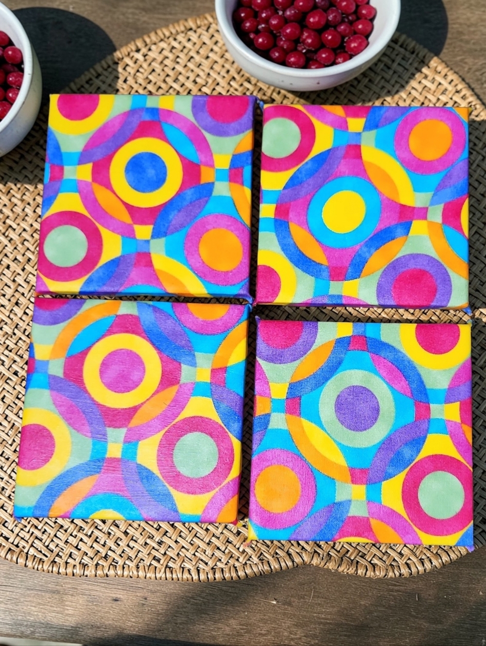 Abstract Rainbow Coaster Set - Picture 2 of 2